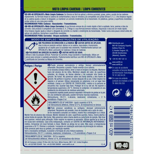 WD-40 Specialist Moto Limpia Cadenas 400ml
